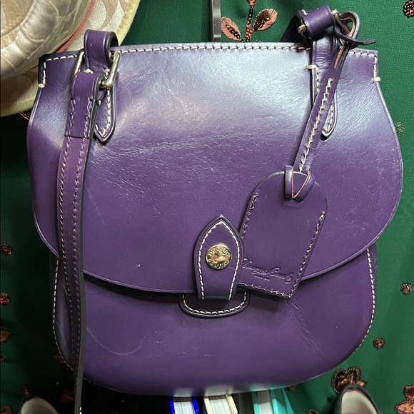 Dooney & Bourke Handbags - Dooney & Bourke Alto Collection Purple Leather Happy Saddlebag Crossbody-BEAUTY!